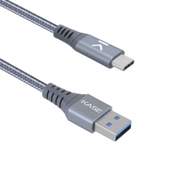 Câble USB 3.1 Gen 2 charge rapide USB-C vers USB-A métallisé tressé Charge/sync (1M), Gris Sidéral