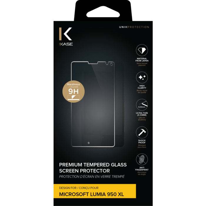 Protection d'&eacute;cran premium en verre tremp&eacute; pour Microsoft Lumia 950XL, Transparent