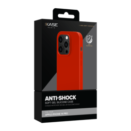 Coque antichoc en gel de silicone doux pour Apple iPhone 14 Pro, Rouge Ardent