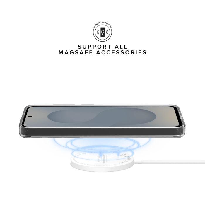 Coque antichoc magn&eacute;tique invisible Fabriqu&eacute; Avec du 75% Plastique Recycl&eacute; pour Samsung Galaxy S25 5G, Transparente