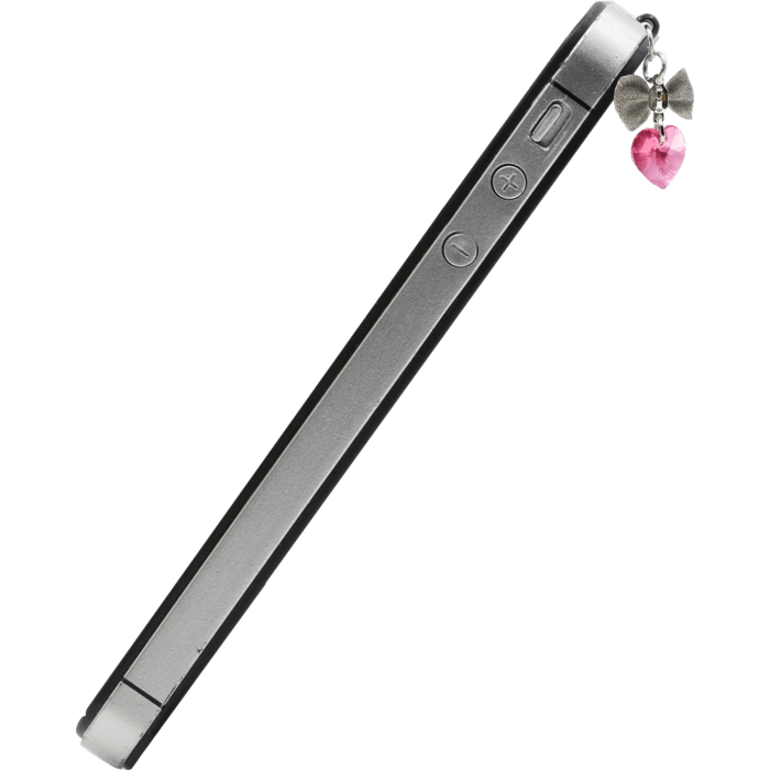 Jack Plug bijoux orn&eacute; de cristaux Swarovski, C&oelig;ur avec ruban, Rose