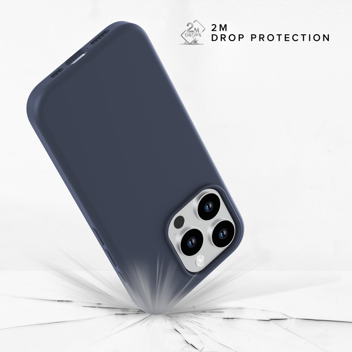 Coque antichoc en gel de silicone doux pour Apple iPhone 15 Pro Max,Minuit Bleu