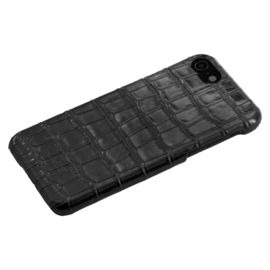 Coque en Cuir V&eacute;ritable avec un motif en Crocodile pour Apple iPhone 7, Noir