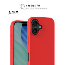 Coque antichoc en gel de silicone doux pour 55% de plastique recycl&eacute; Apple iPhone 17, Rouge Ardent