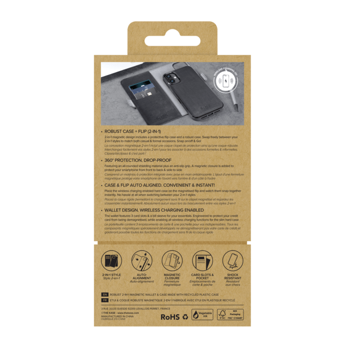 Etui & Coque robuste magn&eacute;tique 2-en-1 pour Apple iPhone 16, Noir Onyx