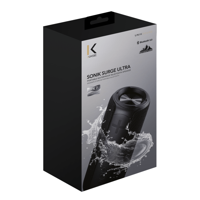 Enceinte &eacute;tanche portable Bluetooth Sonik Surge Ultra (IPX7), Noir de jais