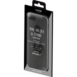 Coque Fine avec Anneau Accroche et Support pour Apple iPhone 7, Noir