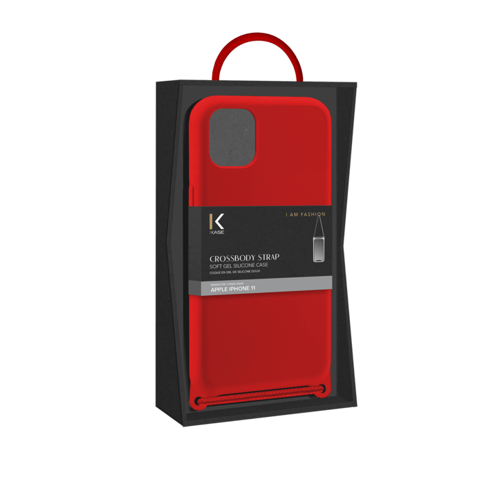 Coque en gel de silicone doux en bandouli&egrave;re pour Apple iPhone 11, Rouge Ardent