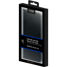 Étui portefeuille en cuir véritable pour Samsung Galaxy S8+, cuir Shrunken Noir
