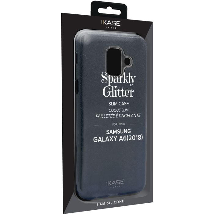 Coque slim&nbsp;paillet&eacute;e &eacute;tincelante pour Samsung Galaxy A6 (2018), Noir