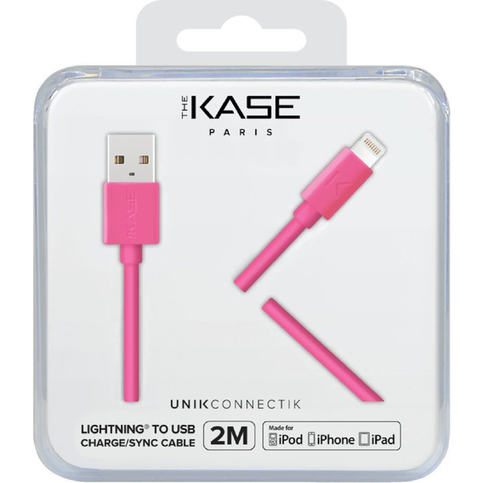 C&acirc;ble Lightning certifi&eacute; MFi Apple Charge/Sync (2M), Pink Bonbon