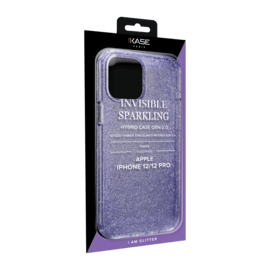Coque hybride &eacute;tincelante invisible pour iPhone Apple 12/12 Pro, Violet