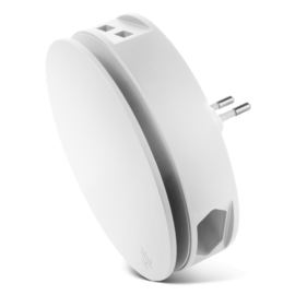 Case AERO White - Power Hub charger 4 in 1 / 2 USB ports & 2 plugs with winder