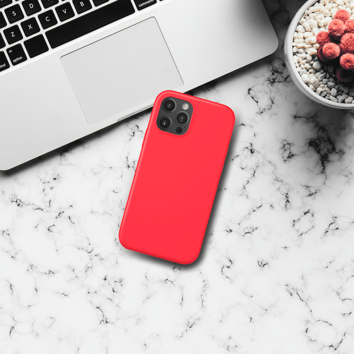 (O) Coque antichoc en gel de silicone doux pour Apple iPhone 12 Pro Max, Rouge Ardent