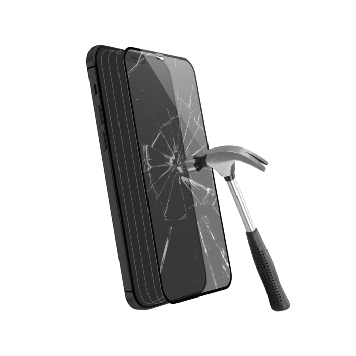 Protection d'&eacute;cran en verre tremp&eacute; (100% de surface couverte) pour Apple iPhone 12 mini, Noir