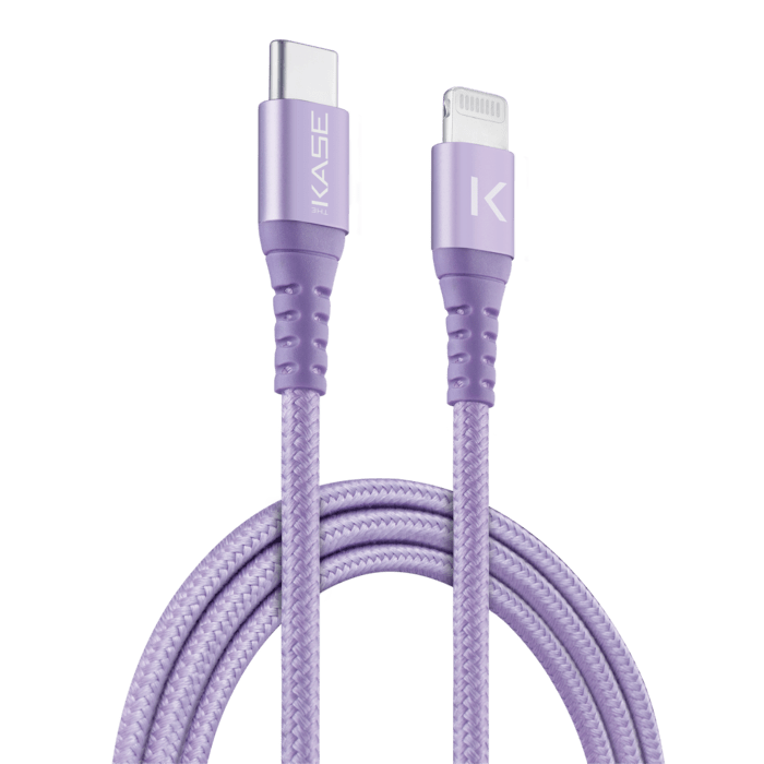 C&acirc;ble USB-C vers Lightning certifi&eacute; MFi Apple m&eacute;tallis&eacute; tress&eacute; Charge/sync (1M), Violet Lilas