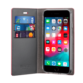 Case Diarycase 2.0 Genuine Leather flip case with magnetic stand for Apple iPhone 6/6s/7/8, Maroon Red