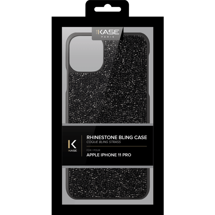 Coque Bling Strass pour Apple iPhone 11 Pro, Noir Minuit