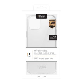 Coque antibact&eacute;rienne hybride invisible pour iPhone 12 Pro Max, Transparente