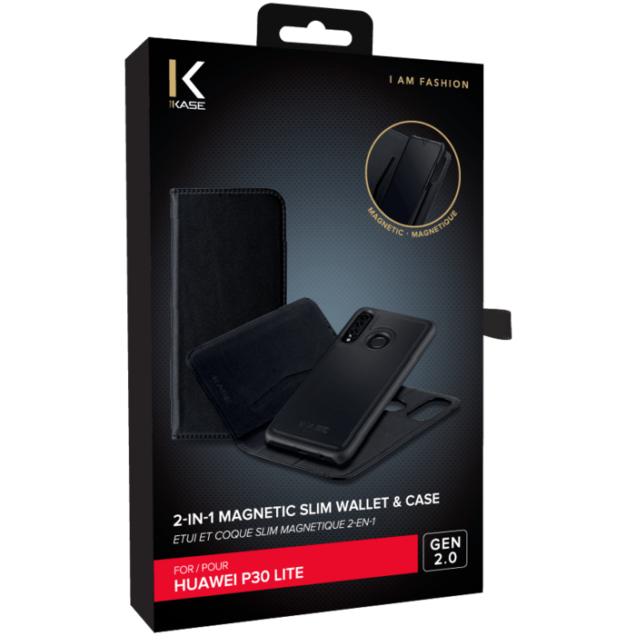 2-in-1 GEN 2.0 Magnetic Slim Wallet & Case for Huawei P30 Lite, Black