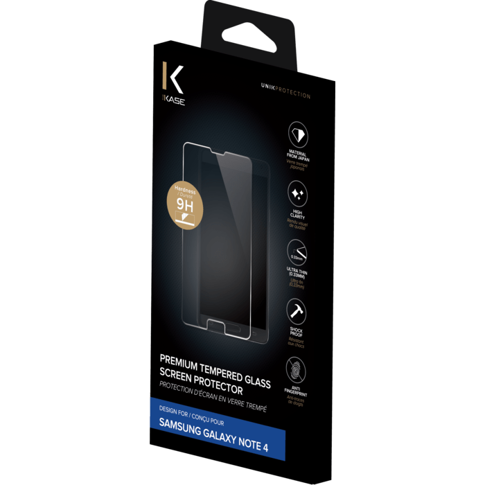 Protection d'&eacute;cran premium en verre tremp&eacute; pour Samsung Galaxy Note 4, Transparent