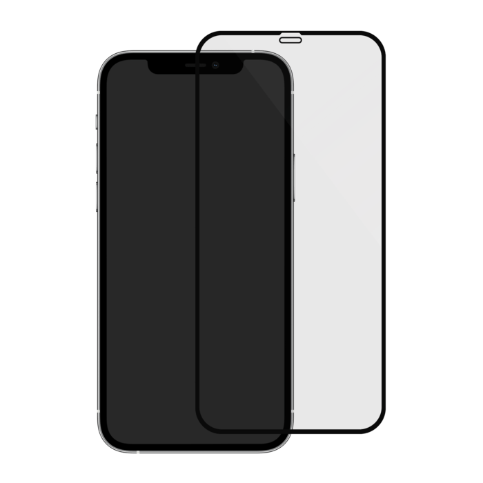 Protection d&rsquo;&eacute;cran antibact&eacute;rienne en verre tremp&eacute; ultra-r&eacute;sistant (100% de surface couverte) pour Apple iPhone 12 Pro Max, Noir