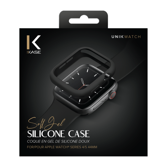 Coque en gel de silicone doux pour Apple Watch Series 4/5 44mm, Noir satin
