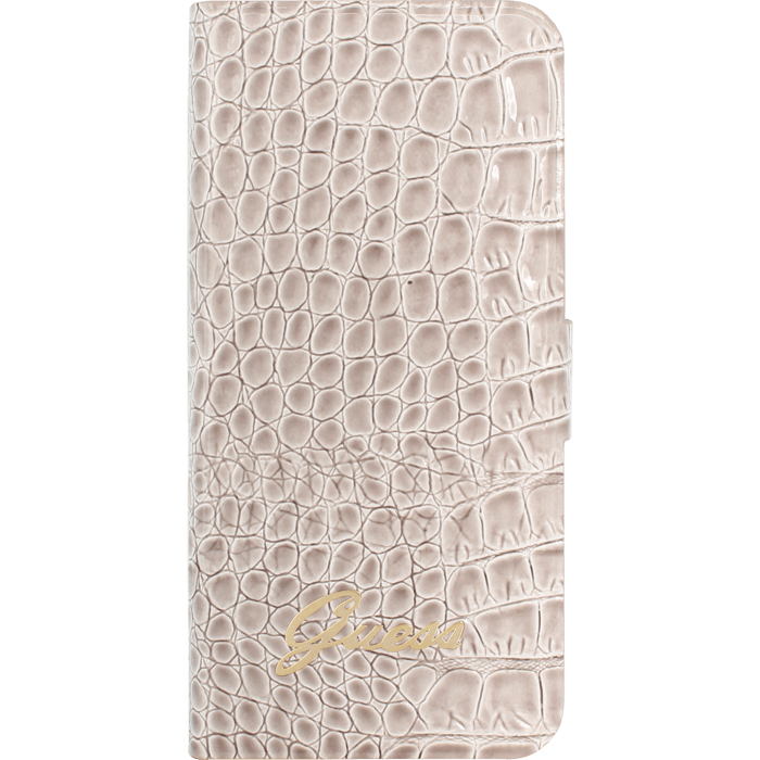 Coque Guess pour Apple iPhone 5/5s//SE, super slim folio, croco Beige