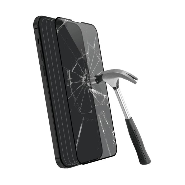Protection d'&eacute;cran en verre tremp&eacute; (100% de surface couverte) pour Apple iPhone 13/13 Pro, Noir