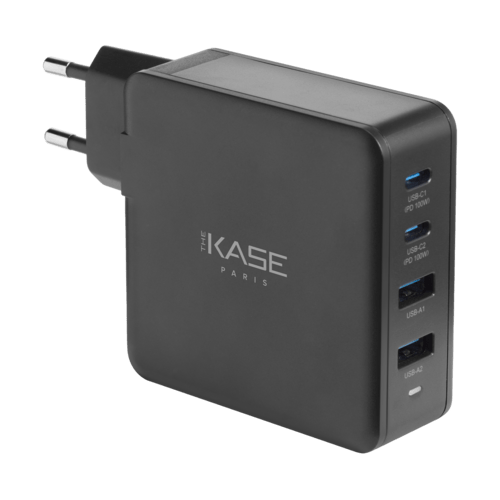 Case Chargeur secteur mural universel GaN UE quad USB PowerPort Hyper Rapide 100W, Noir