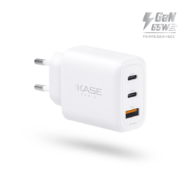Chargeur Mural Trois Port Supreme+ Power GaN Fabriqu&eacute; Avec du 100% Plastique Recycl&eacute; - 65W (PPS), Blanc
