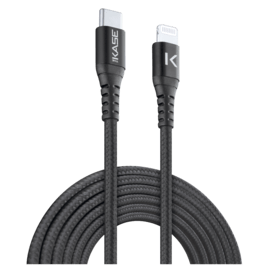Câble USB-C vers Lightning certifié MFi Apple métallisé tressé Charge/sync (2M), Noir