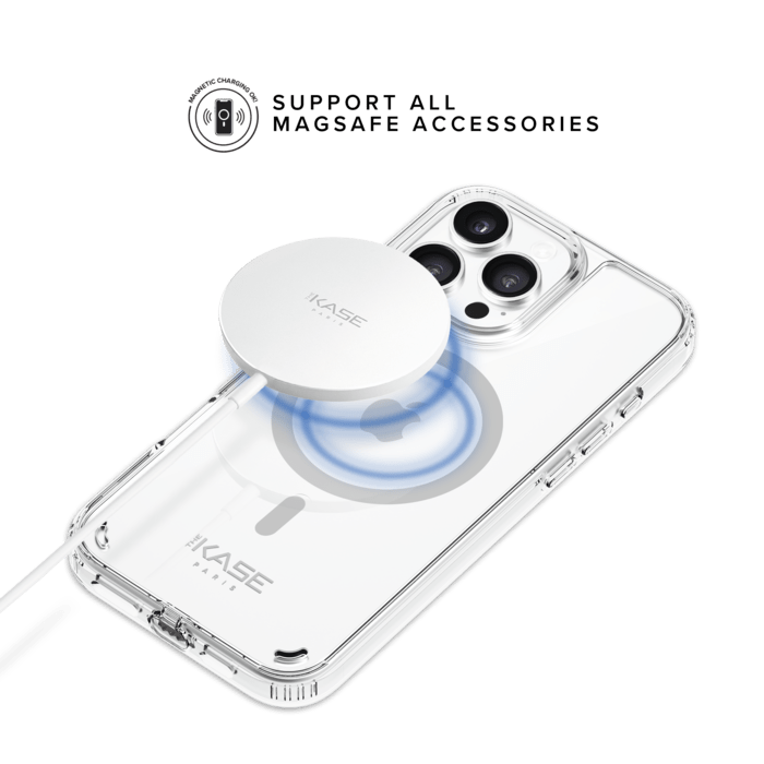 Coque antibact&eacute;rienne antichoc magn&eacute;tique invisible Fabriqu&eacute; Avec du 75% Plastique Recycl&eacute; pour Apple iPhone 16 Pro Max, Transparente