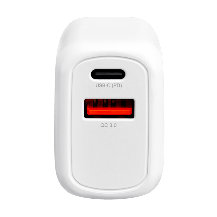 PowerPort Speed LITE 20W Dual USB EU Wall Charger + USB-C to USB-C Fast Charge/Sync Cable, White
