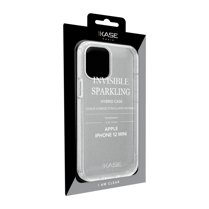 Coque hybride &eacute;tincelante invisible pour iPhone Apple  12 mini, Transparente