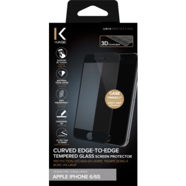 Protection d'écran en verre trempé Bord à Bord Incurvé pour Apple iPhone 6/6s, Noir