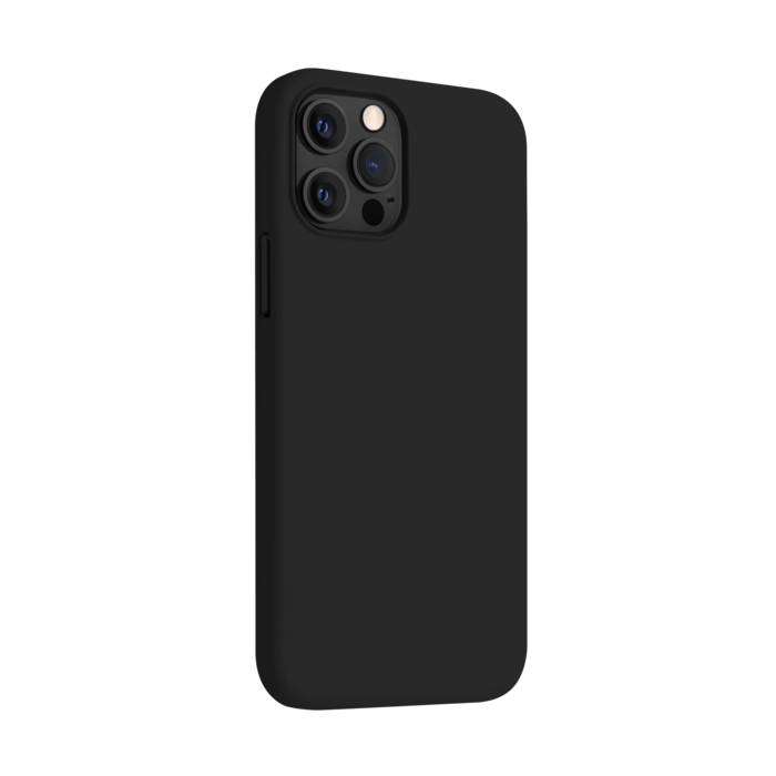 (O) Coque antichoc en gel de silicone doux pour Apple iPhone 12/12 Pro, Noir satin