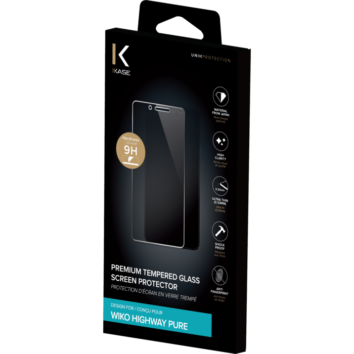 Protection d'&eacute;cran premium en verre tremp&eacute; pour Wiko Highway Pure, Transparent