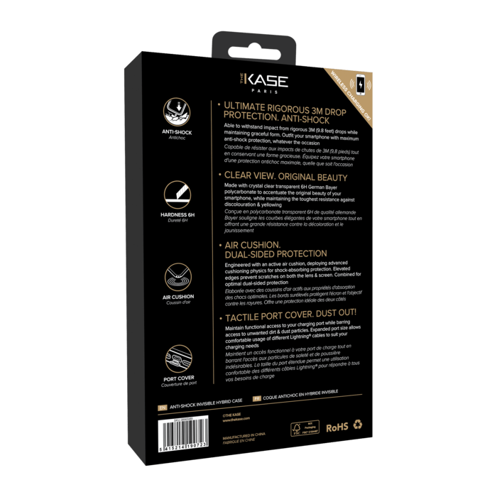 Coque Antichoc hybride invisible for Apple iPhone 12/12 Pro, Transparente