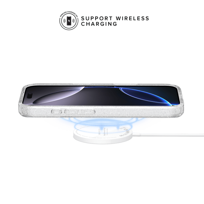 Coque hybride &eacute;tincelante invisible GEN 2.0 83% de plastique recycl&eacute; pour Apple iPhone 16 Pro, Transparente