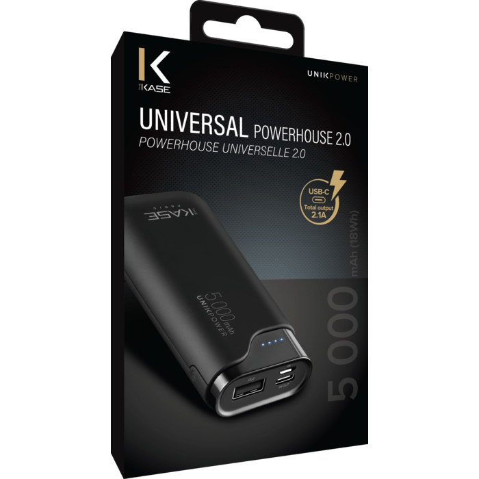 PowerHouse universelle batterie externe 2.0 5000mAh, Noir