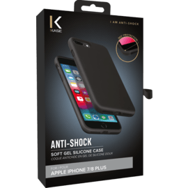 Coque antichoc en gel de silicone doux pour Apple iPhone 7/8 Plus, Noir satin