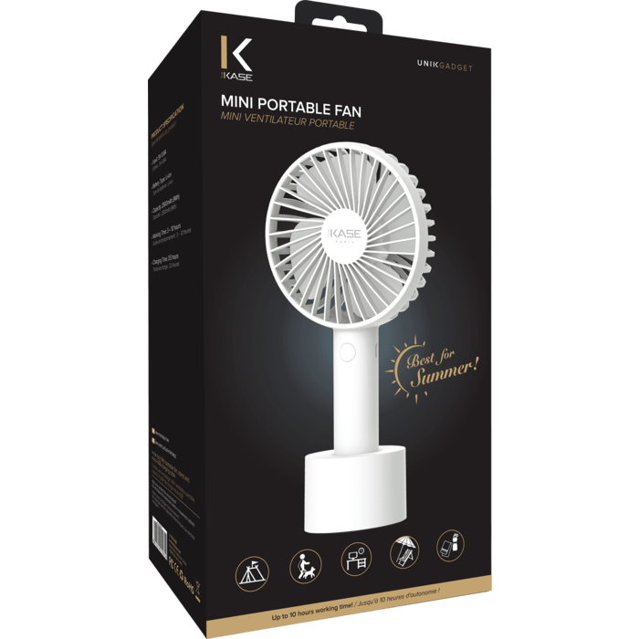 Mini Ventilateur Portable, Blanc Lumineux