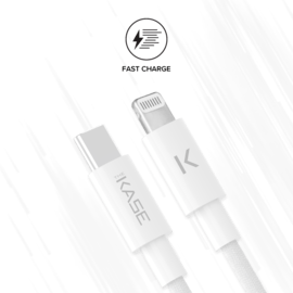 C&acirc;ble FAST CHARGE/SYNC USB-C vers Lightning &agrave; double tresse (1.2M), Blanc