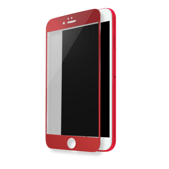 Protection d'écran en verre trempé (100% de surface couverte) pour iPhone 7 Plus, Rouge