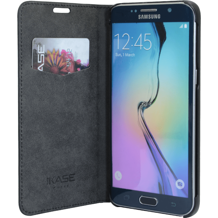 Coque Clapet Slim avec Stand pour Samsung Galaxy S6 Edge Plus, Noir