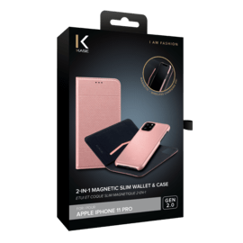 2-in-1 GEN 2.0 Magnetic Slim Wallet & Case for Apple iPhone 11 Pro, Rose gold