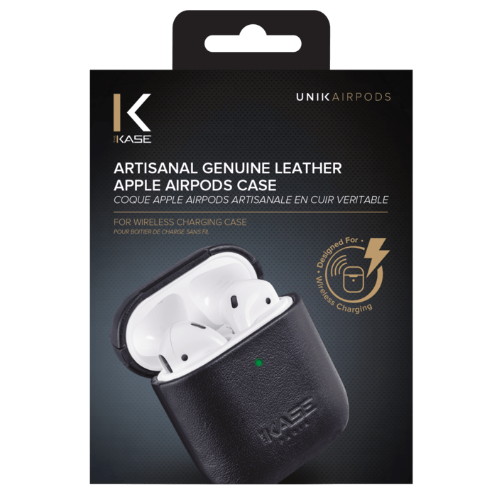 Artisanal Genuine Leather AirPods Case, Satin Black