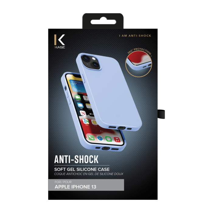Coque antichoc en gel de silicone doux pour Apple iPhone 13, Bleu Lilas