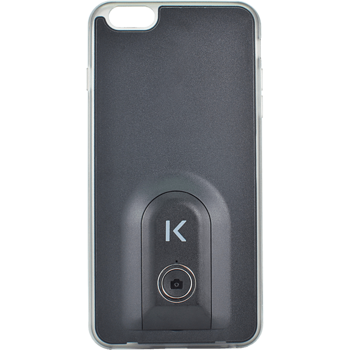 Coque selfie avec d&eacute;clencheur &agrave; distance Bluetooth pour iPhone 6/6s Plus, Satin Noir